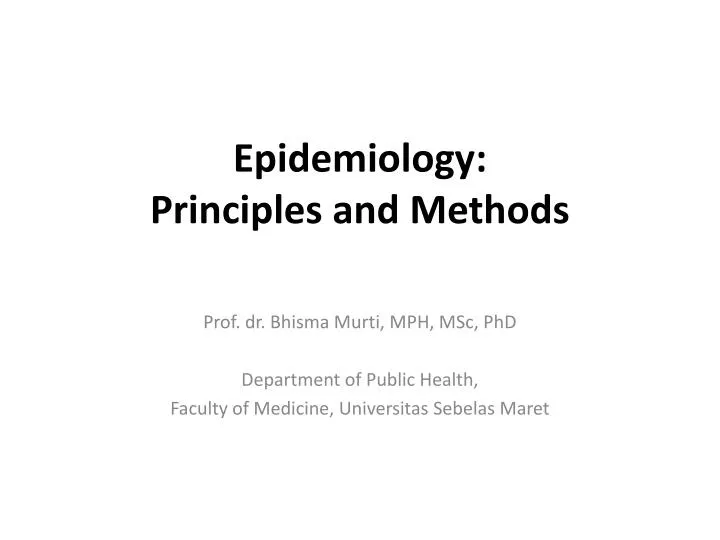 epidemiology principles and methods