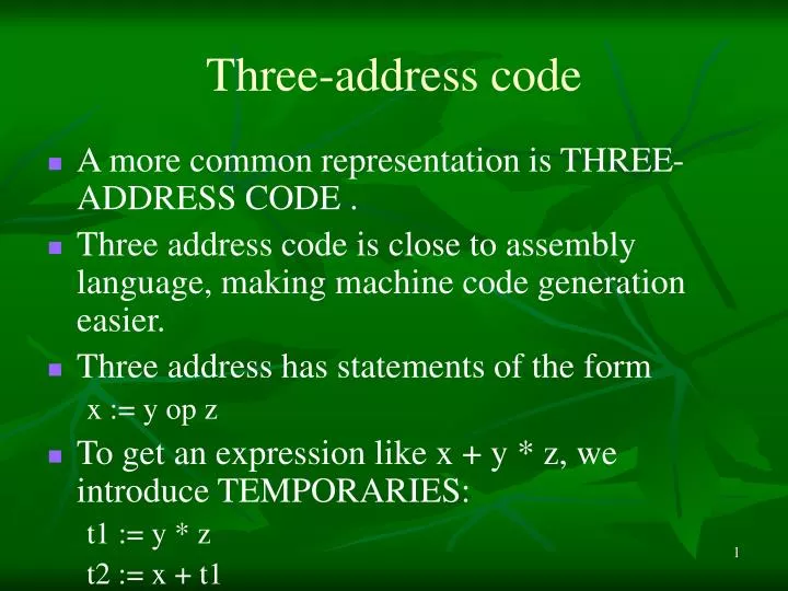 three address code