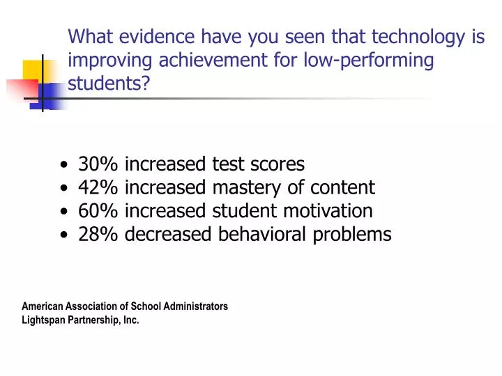 what evidence have you seen that technology is improving achievement for low performing students