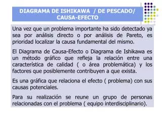 DIAGRAMA DE ISHIKAWA / DE PESCADO/ CAUSA-EFECTO
