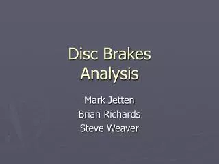 Disc Brakes Analysis