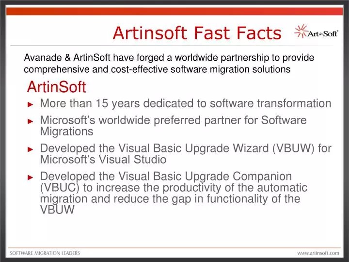 artinsoft fast facts