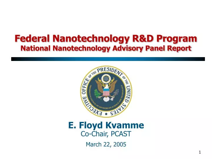 federal nanotechnology r d program national nanotechnology advisory panel report