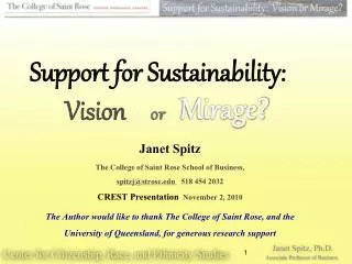 Support for Sustainability: Vision or