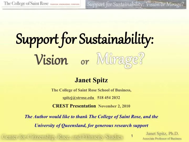 support for sustainability vision or