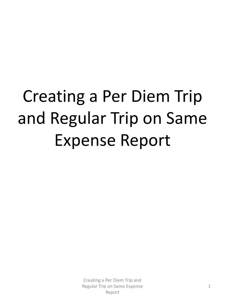 creating a per diem trip and regular trip on same expense report