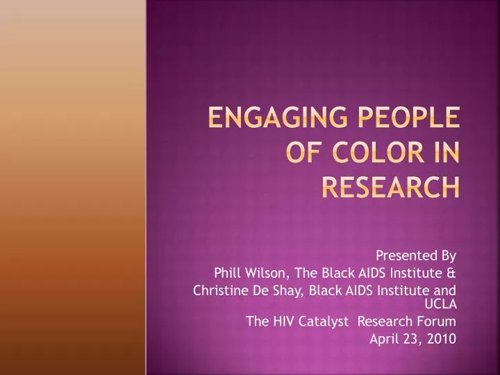 engaging people of color in research