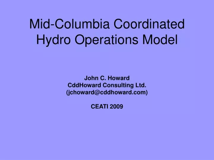 mid columbia coordinated hydro operations model