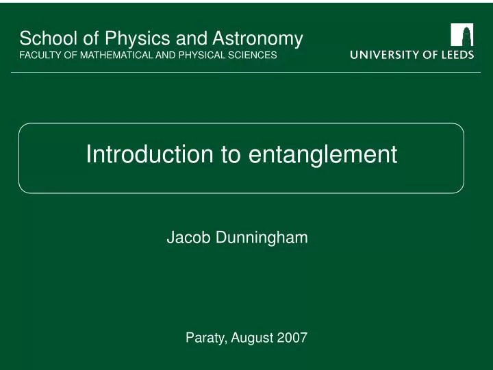 introduction to entanglement