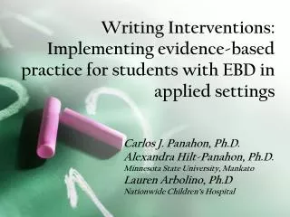 Writing Interventions: Implementing evidence-based practice for students with EBD in applied settings