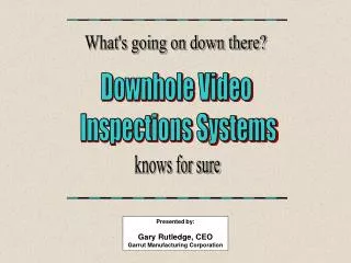 Downhole Video Inspections Systems