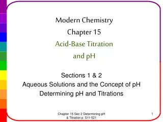 Modern Chemistry Chapter 15 Acid-Base Titration and pH