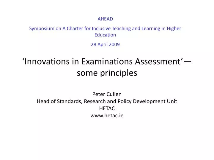 innovations in examinations assessment some principles
