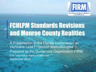 FCHLPM Standards Revisions and Monroe County Realities