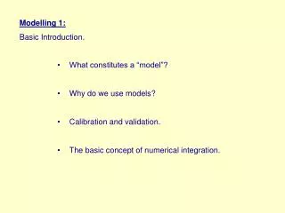 Modelling 1: Basic Introduction.