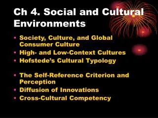 Ch 4. Social and Cultural Environments
