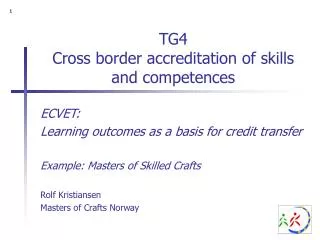 TG4 Cross border accreditation of skills and competences