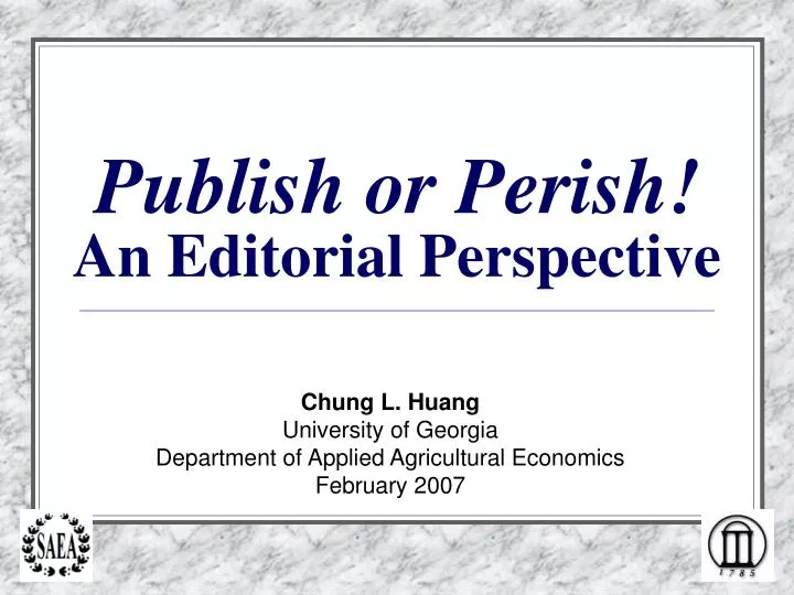 publish or perish an editorial perspective