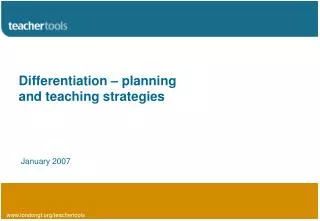 Differentiation – planning and teaching strategies