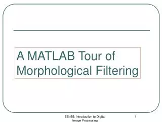A MATLAB Tour of Morphological Filtering