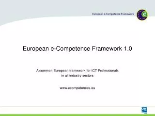 European e-Competence Framework 1.0