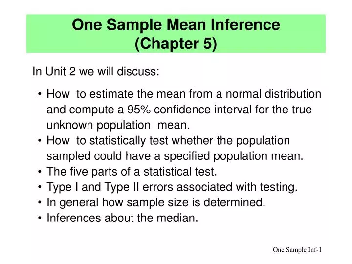 one sample mean inference chapter 5