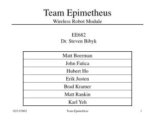 Team Epimetheus Wireless Robot Module