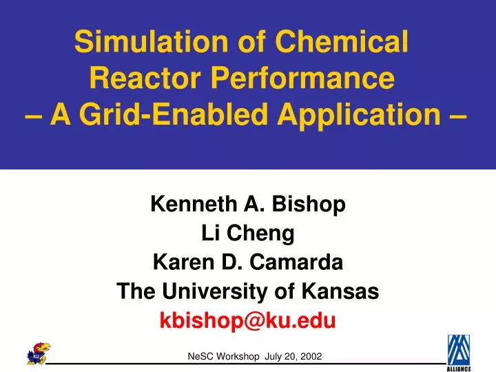 simulation of chemical reactor performance a grid enabled application