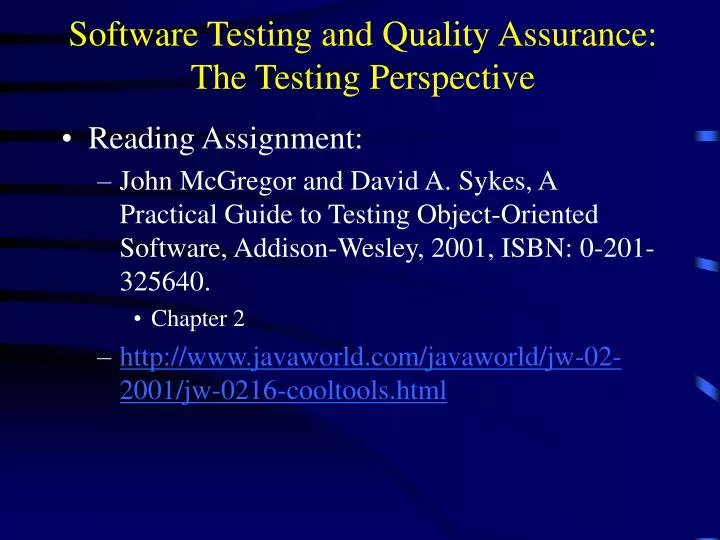 software testing and quality assurance the testing perspective