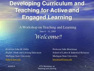 Developing Curriculum and Teaching for Active and Engaged Learning