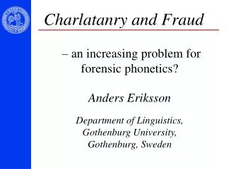 Charlatanry and Fraud