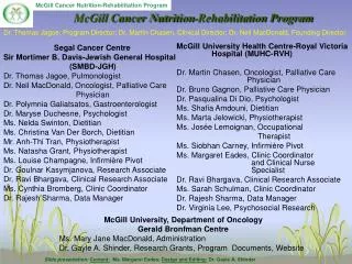 McGill Cancer Nutrition-Rehabilitation Program