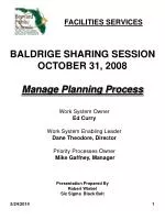 Facilities Planning and Management: A Process Improvement Session - slide 1