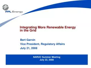 Integrating More Renewable Energy in the Grid