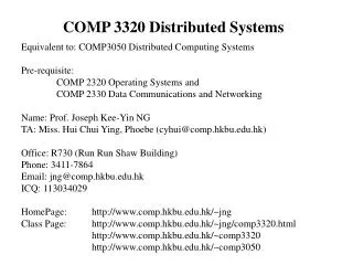 COMP 3320 Distributed Systems