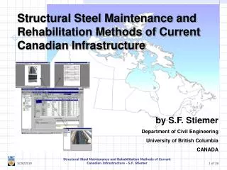 Structural Steel Maintenance and Rehabilitation Methods of Current Canadian Infrastructure