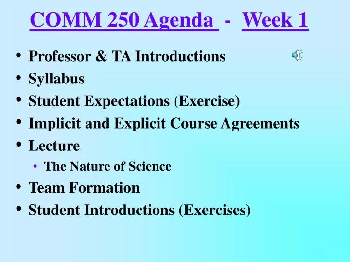 comm 250 agenda week 1