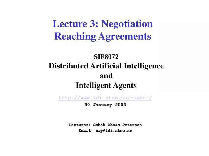 sif8072 distributed artificial intelligence and intelligent agents