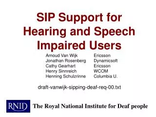 SIP Support for Hearing and Speech Impaired Users