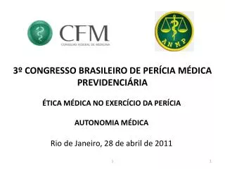 3º CONGRESSO BRASILEIRO DE PERÍCIA MÉDICA PREVIDENCIÁRIA