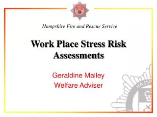Work Place Stress Risk Assessments