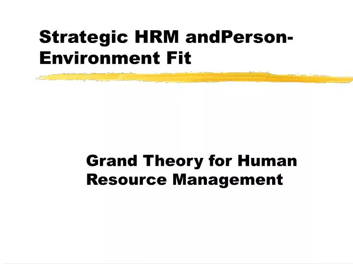strategic hrm andperson environment fit