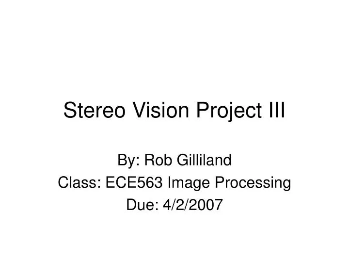 stereo vision project iii
