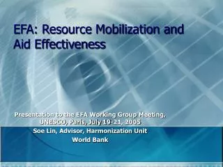 EFA: Resource Mobilization and Aid Effectiveness