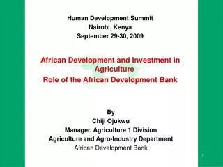 Human Development Summit Nairobi, Kenya September 29-30, 2009