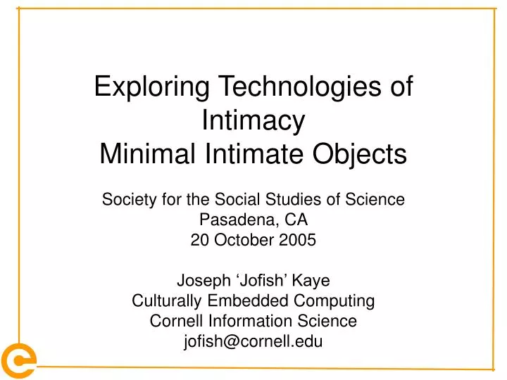 exploring technologies of intimacy minimal intimate objects