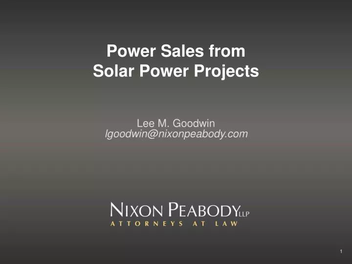 power sales from solar power projects