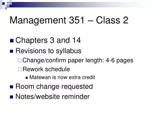 Management 351 – Class 2