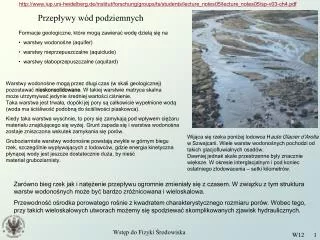 Przepływy wód podziemnych