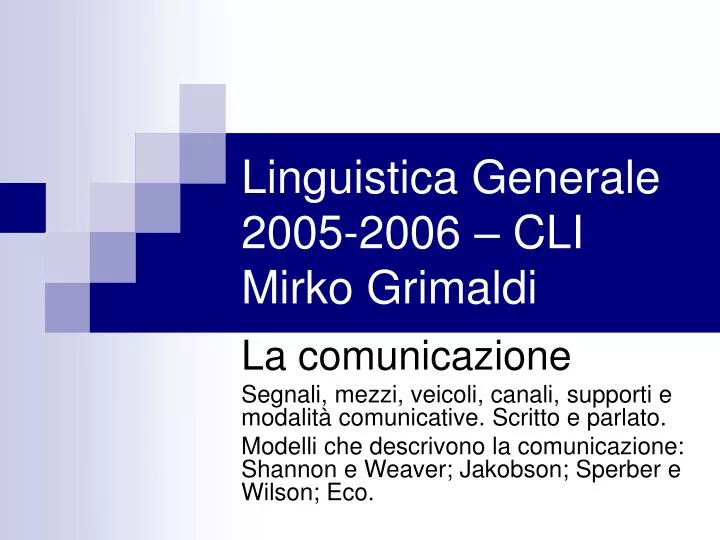 linguistica generale 2005 2006 cli mirko grimaldi